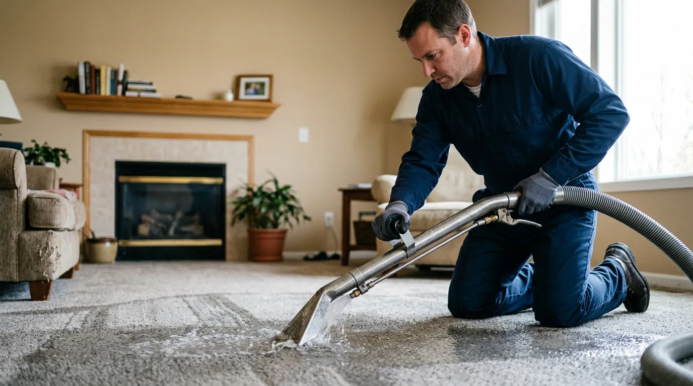 Water damage restoration technician working near Laurel, MS